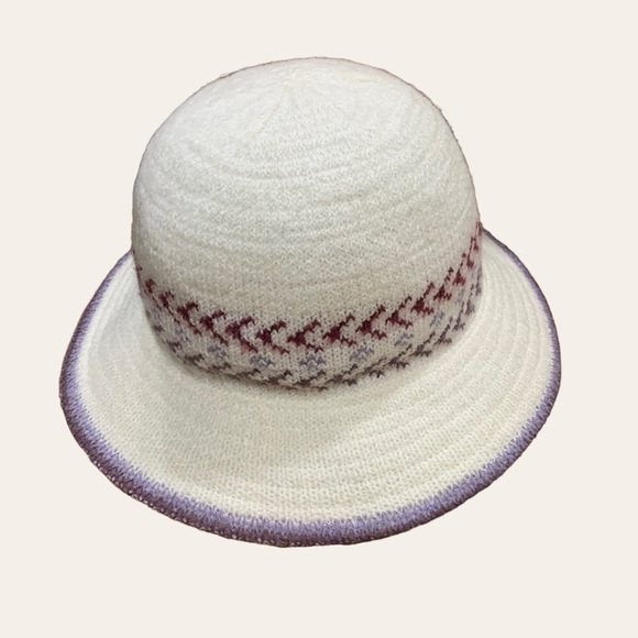 Vtg wool blend bucket hat chevron print woven hand made - Picture 1 of 4